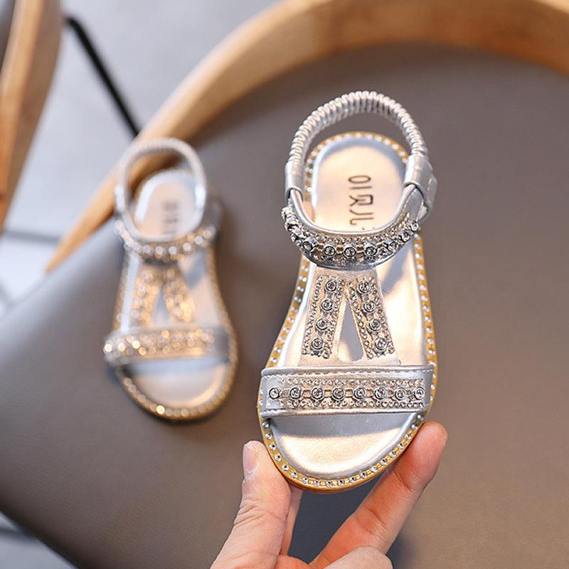 Princess Sandals With Rhinestones For Kids And Girls Sandals Baby Beach Shoes - Amazitshop