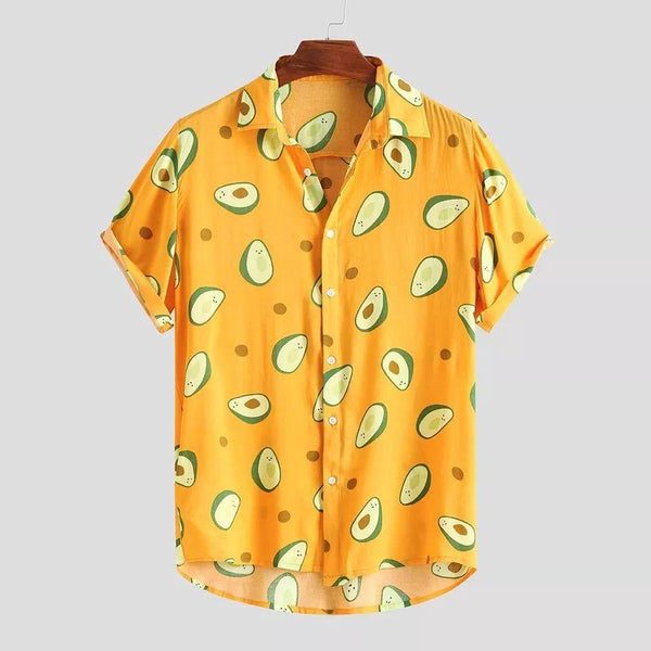 Printed beachwear avocado men's short sleeve - Amazitshop