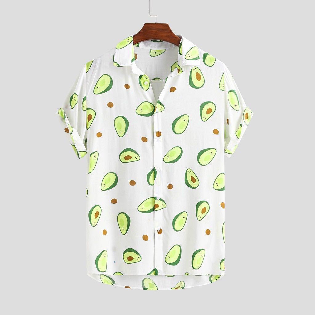 Printed beachwear avocado men's short sleeve - Amazitshop