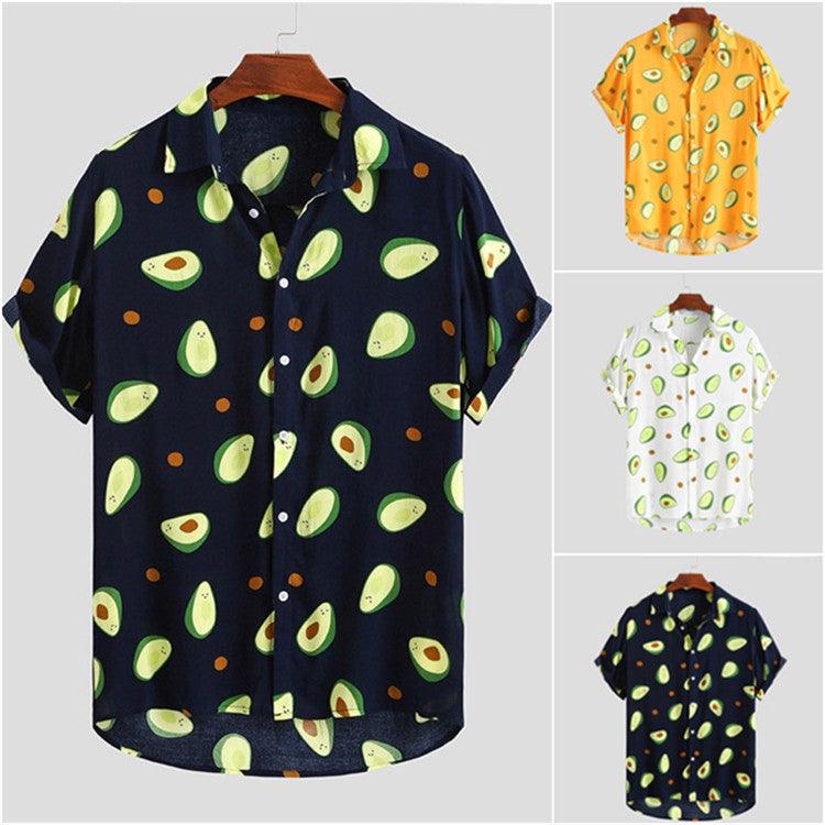 Printed beachwear avocado men's short sleeve - Amazitshop