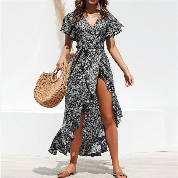 Printed Chiffon Dress Women Long Dresses - Amazitshop