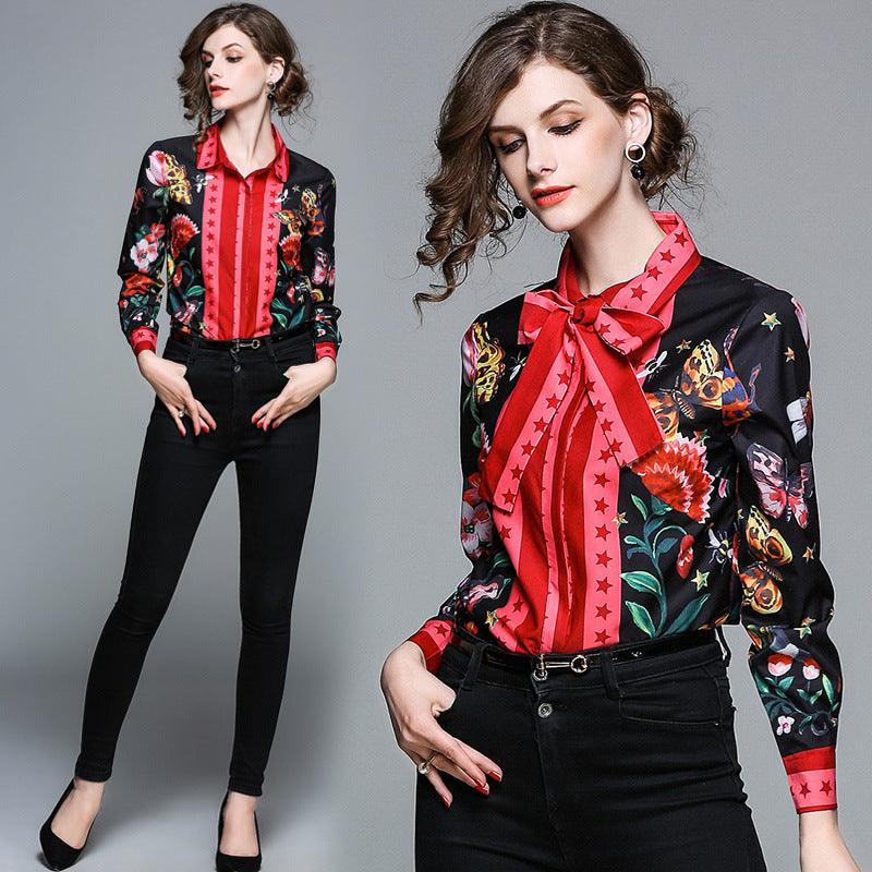 Printed Slim Long Sleeved Versatile Lapel Shirt - Amazitshop