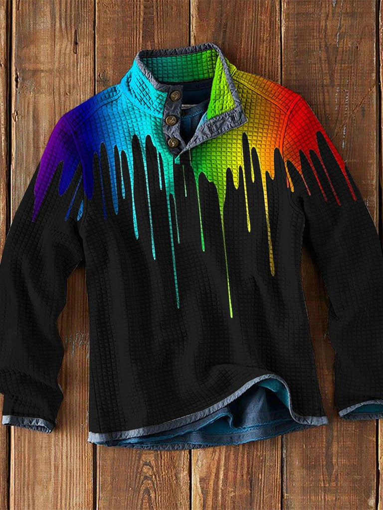 Printed Stand Collar Pullover Casual Jacket - Amazitshop