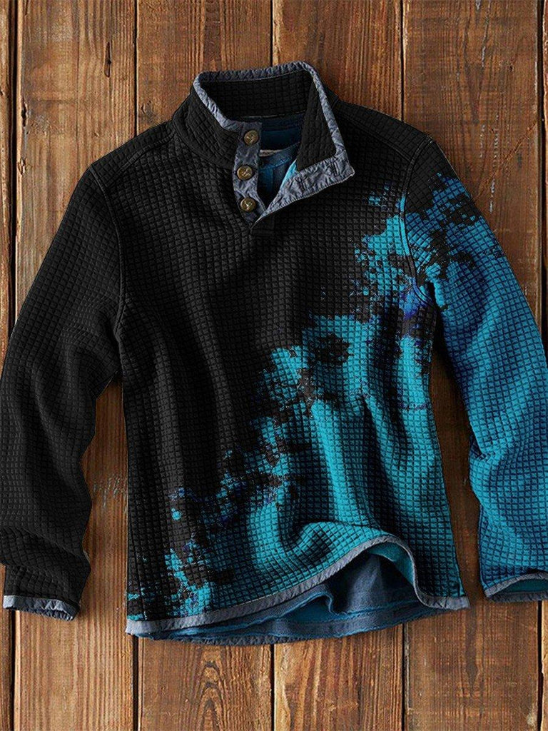 Printed Stand Collar Pullover Casual Jacket - Amazitshop