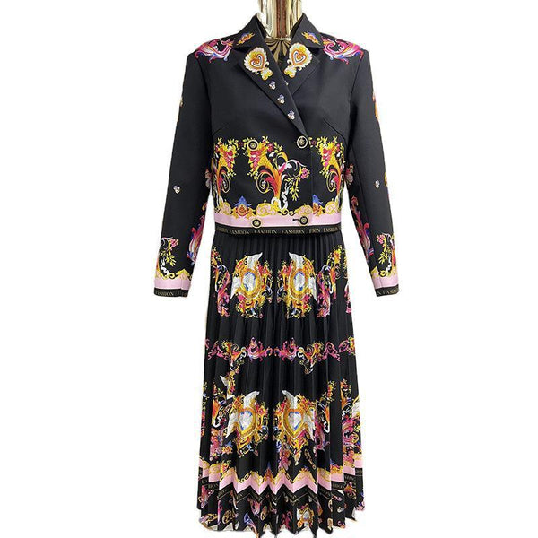 Printed Temperament Commuter Long Temperament High Waist Dress - Amazitshop