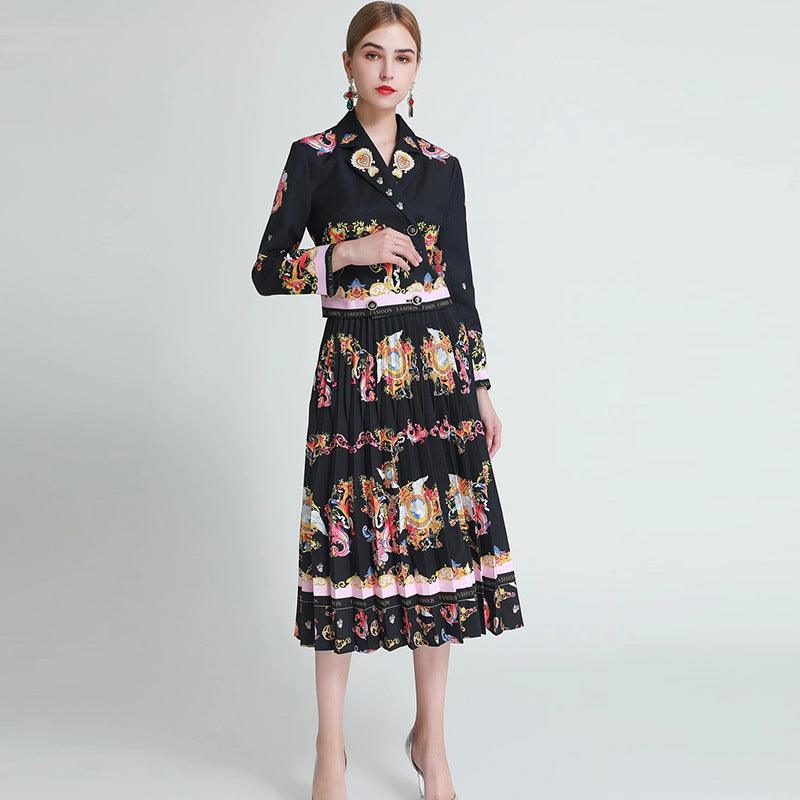 Printed Temperament Commuter Long Temperament High Waist Dress - Amazitshop