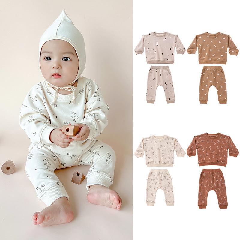 Printing Two - piece Casual Round Neck Loungewear Suit - Amazitshop