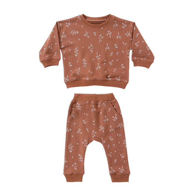 Printing Two - piece Casual Round Neck Loungewear Suit - Amazitshop