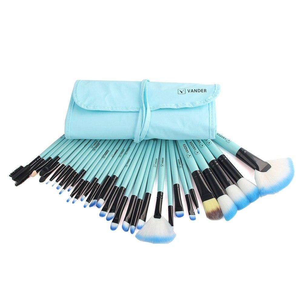 Professional 32Pcs Makeup Brush Foundation Eye Shadows Powder Blue Make Up Brushes Tools Cosmetic Bag pincel maquiagem Brushes - Amazitshop
