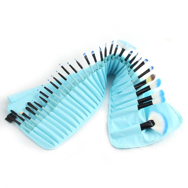 Professional 32Pcs Makeup Brush Foundation Eye Shadows Powder Blue Make Up Brushes Tools Cosmetic Bag pincel maquiagem Brushes - Amazitshop