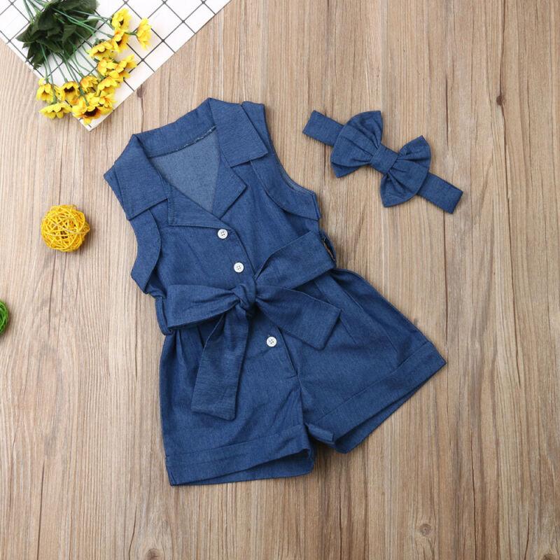 Pudcoco Kids Baby Girl Clothes Sleeveless Romper Denim - Amazitshop