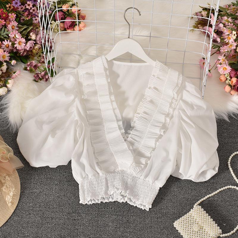 Puff sleeve chiffon shirt - Amazitshop
