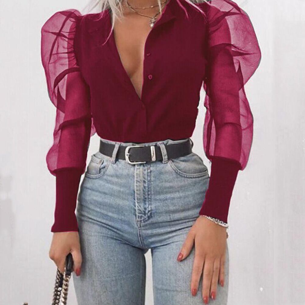 Puff sleeve long sleeve shirt - Amazitshop