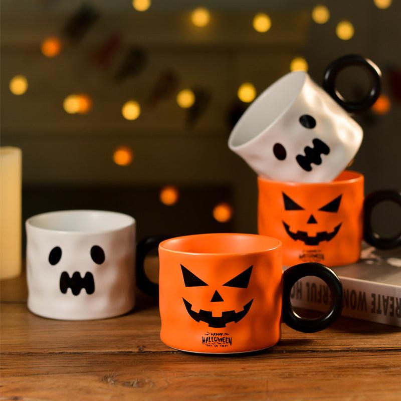 Pumpkin Ceramic Cup Party Favor Ceramic Cups With Handle Portable Cute Halloween Gift Mug Durable Halloween Party Supplies - Amazitshop