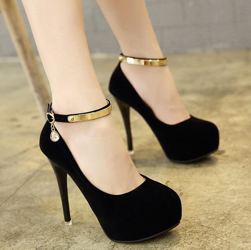 Pumps Shoes Woman Pumps Metal Ankle Strap Wedding Party - Amazitshop