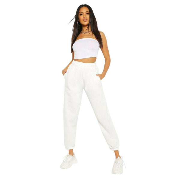 Pure Color High Waist All - match Loose Women's Sports Pants - Amazitshop