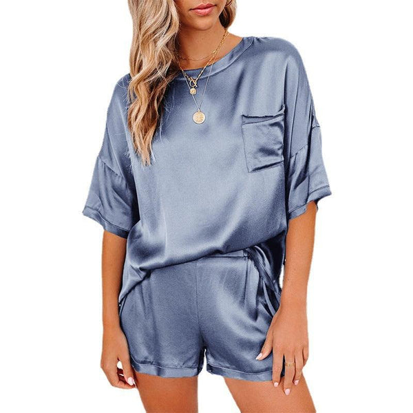 Pure Color Satin Pajamas Home Service Short - sleeved Shorts - Amazitshop