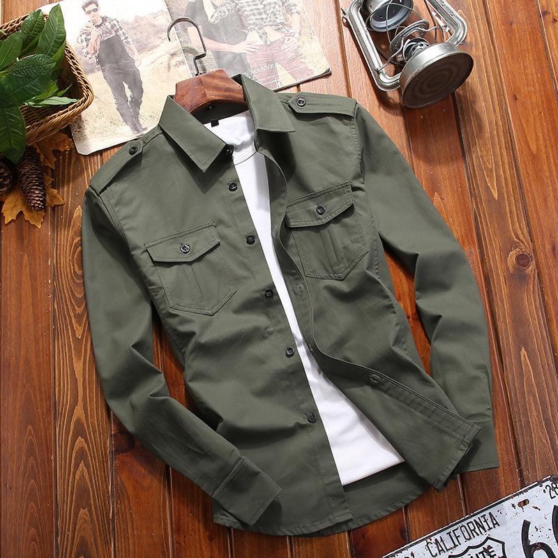 Pure Cotton All - match Casual Plus Size Shirt Coat Men - Amazitshop