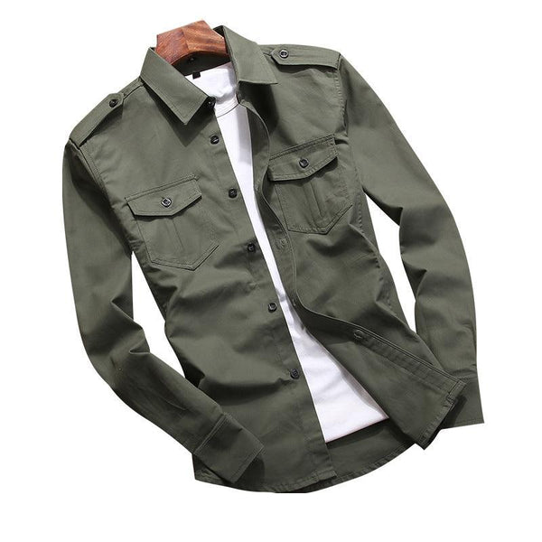 Pure Cotton All - match Casual Plus Size Shirt Coat Men - Amazitshop