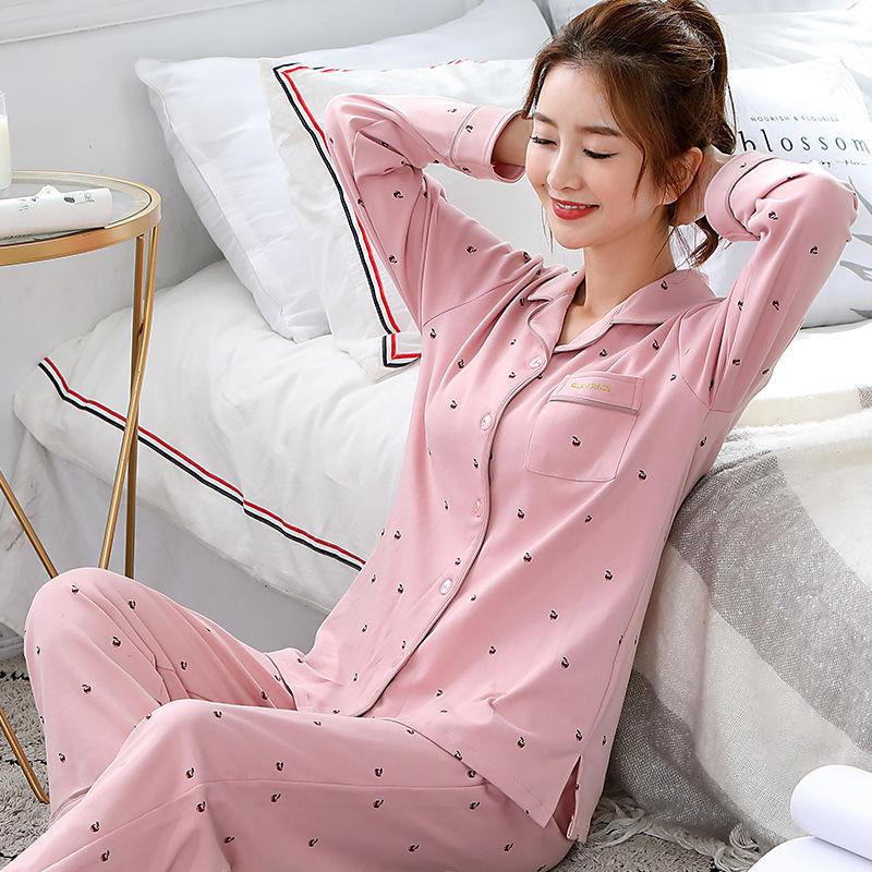 Pure Cotton Long - sleeved Korean Style Thin Loose Cotton Pajamas - Amazitshop