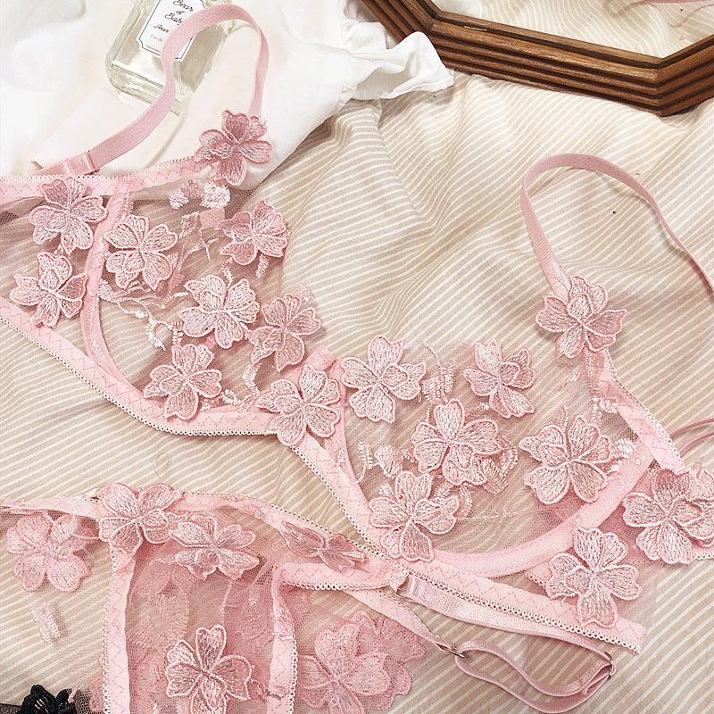 Pure Desire Ultra - thin Transparent Embroidery Lace Bra - Amazitshop