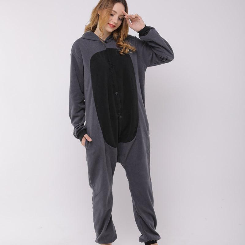 Raccoon cartoon animal one - piece pajamas polar fleece material - Amazitshop