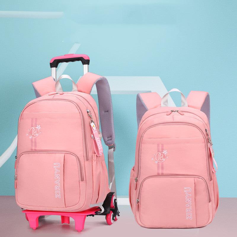 Removable Children School Bags for Baby School Backpack with Wheel Trolley Backpack Kids Luggage Bag Travel Backpack - Amazitshop
