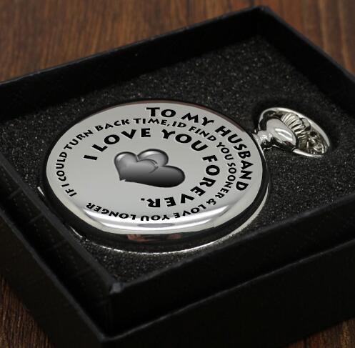 retro black fashion silver smooth steampunk quartz pocket watch stainless steel chain necklace 30 cm for men for women with gift box - Amazitshop