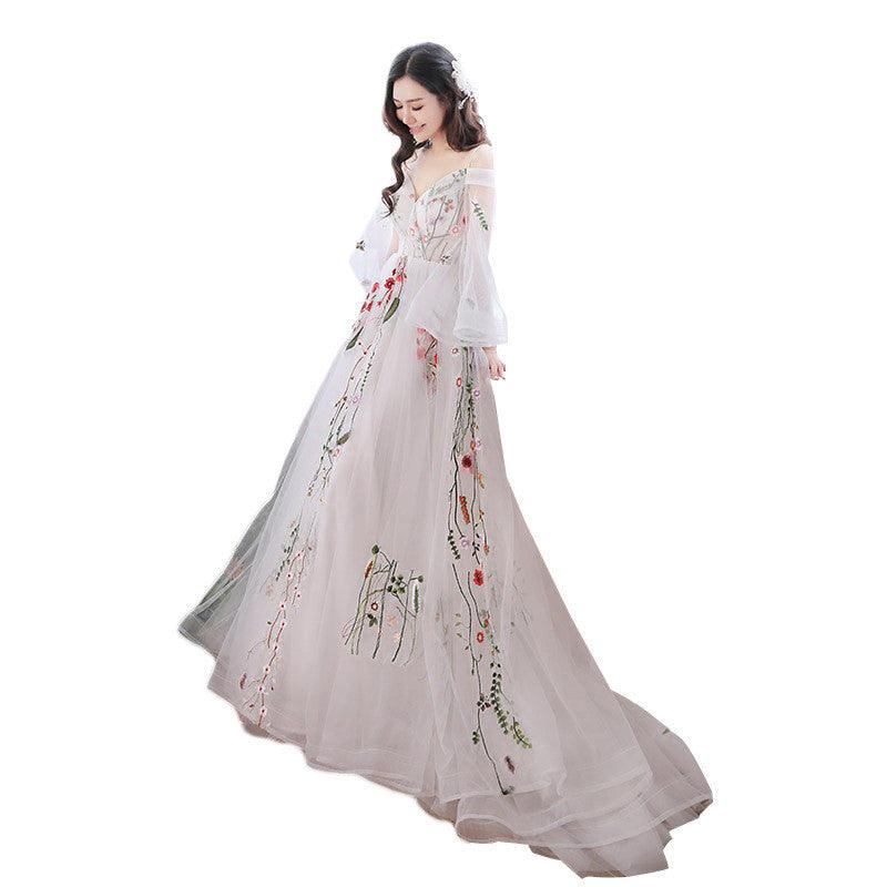 Retro Bridal Gown Super Fairy Bride Tailed Out Yarn Light Wedding Dress - Amazitshop