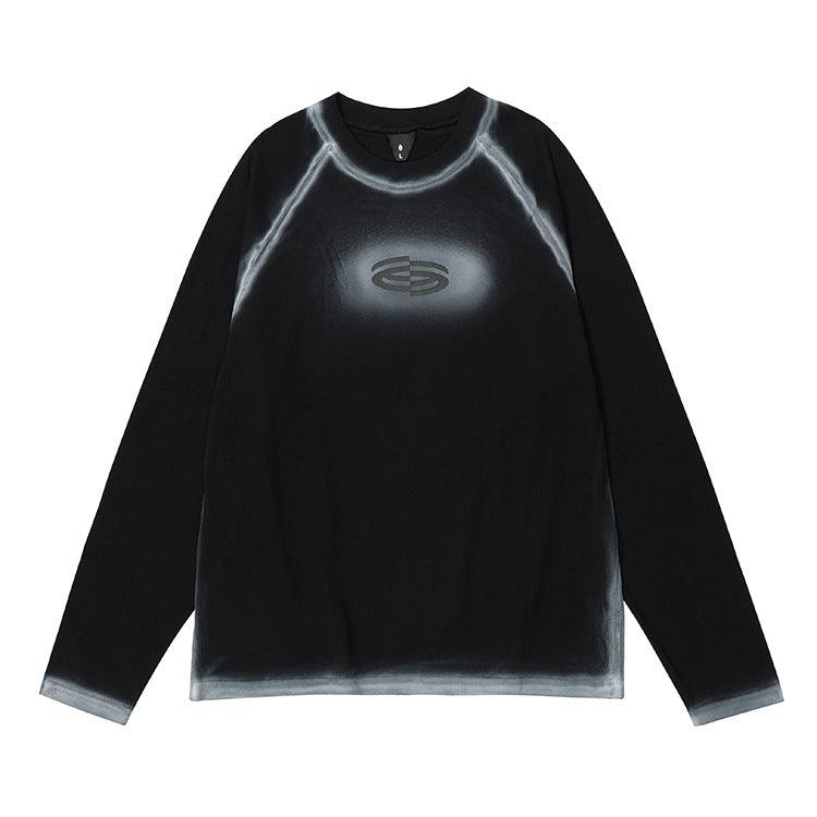 Retro Goth Spray Painting Loose Round Neck Pure Cotton Tops - Amazitshop