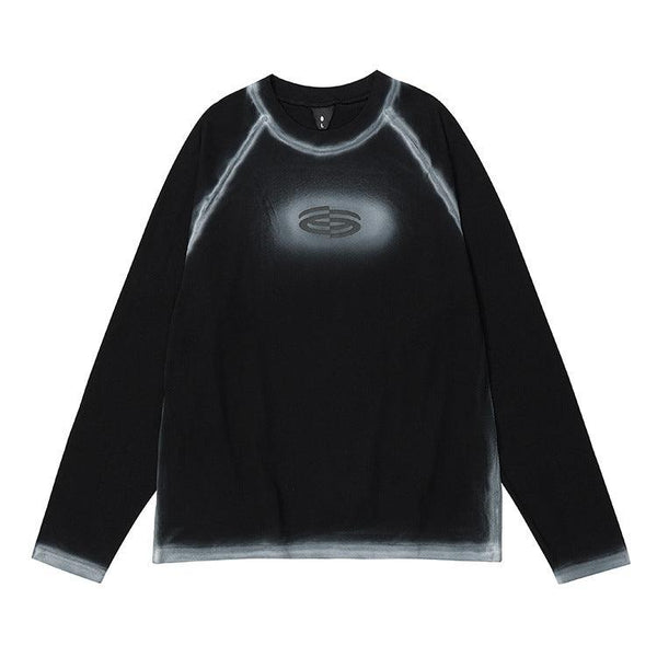 Retro Goth Spray Painting Loose Round Neck Pure Cotton Tops - Amazitshop