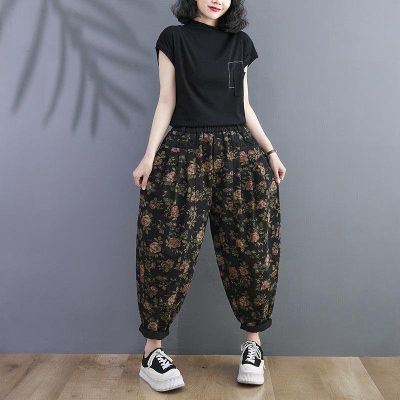Retro Printed Harem Jeans Loose Plus Size - Amazitshop