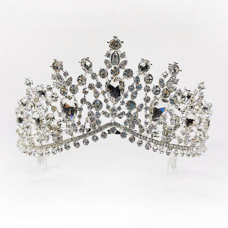 Rhinestone Crown Bridal Wedding Tiara Big Crown Wedding Tiara Crown - Amazitshop