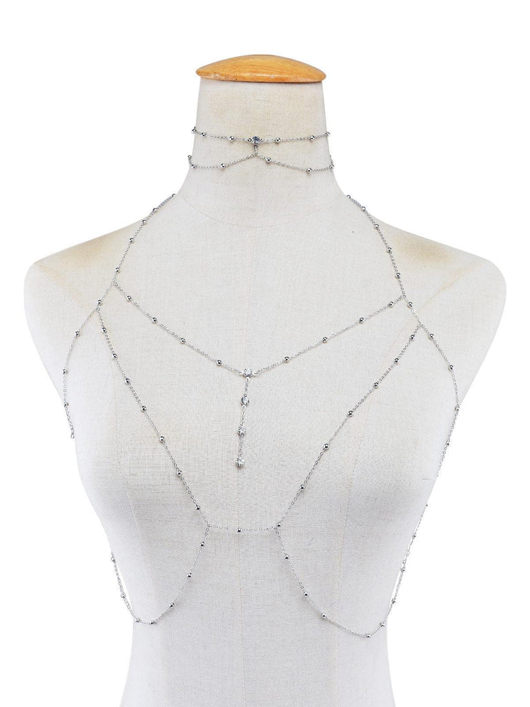 Rhinestone Tassel Body Jewelry Sexy Beach Gold Silver Wedding Accessories Bra Messenger Jewelry Women - Amazitshop