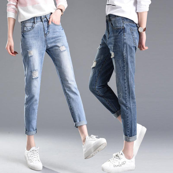 Ripped denim jeans for women - Amazitshop