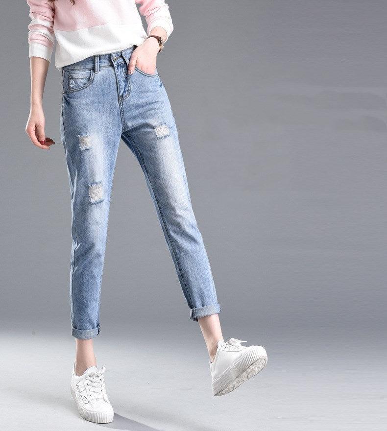 Ripped denim jeans for women - Amazitshop