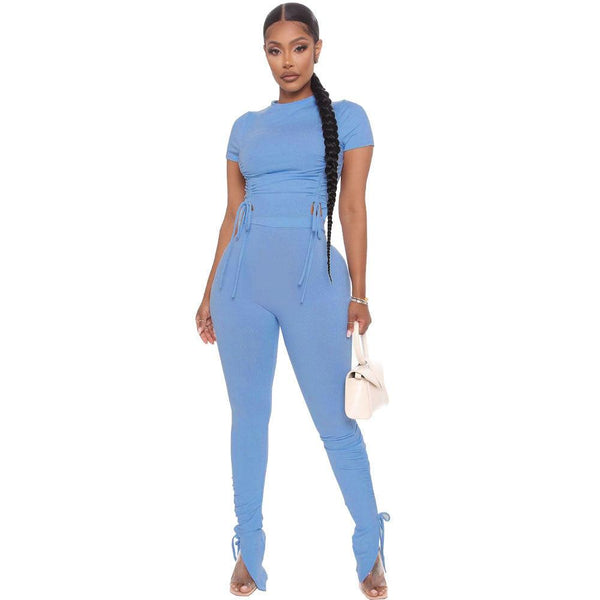 Rop Top And Pants Female Casual Matching Sets - Amazitshop