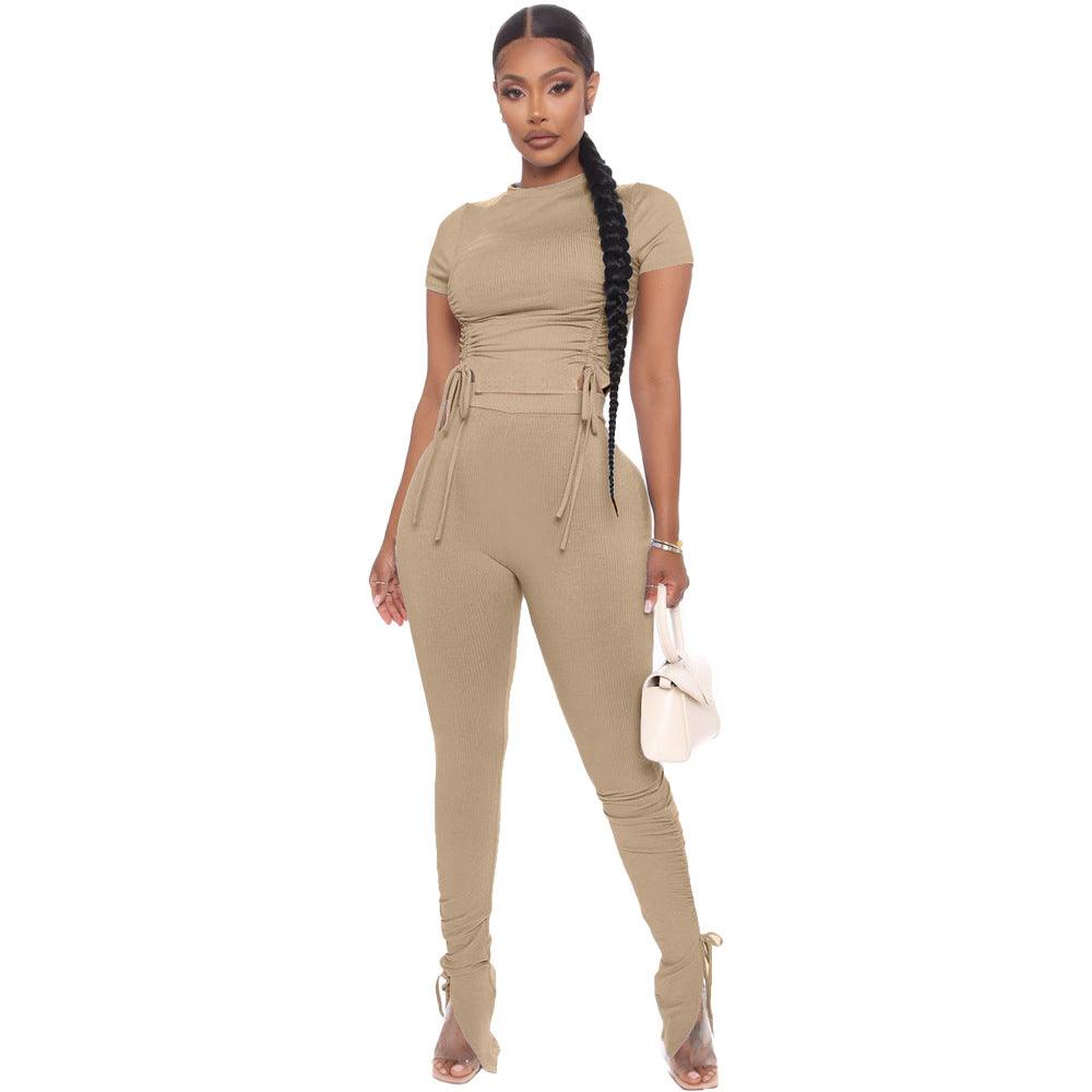 Rop Top And Pants Female Casual Matching Sets - Amazitshop