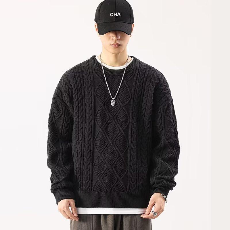 Round Neck Sweater Men's Loose Sweater - Amazitshop