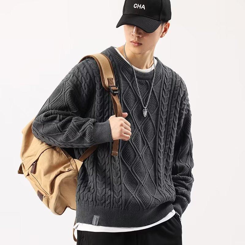 Round Neck Sweater Men's Loose Sweater - Amazitshop