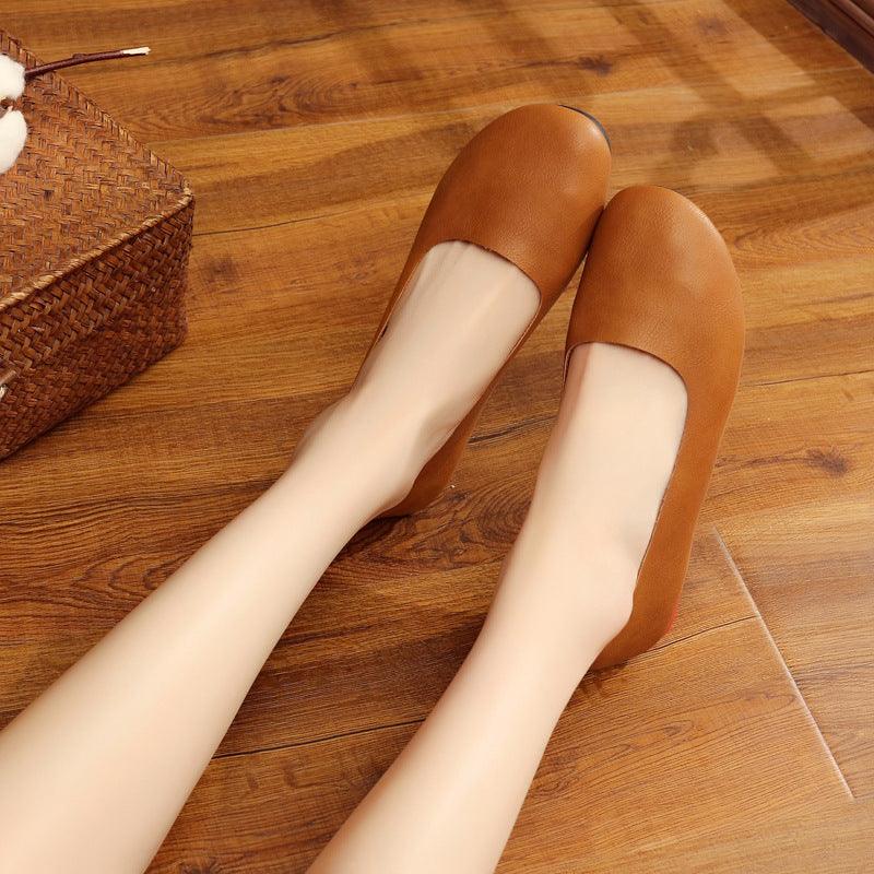 Round Toe Pumps Handmade Flats - Amazitshop