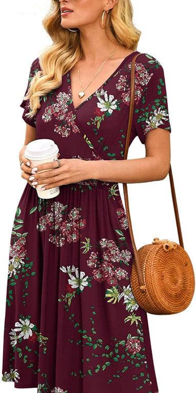 Ruffle Floral Dress Women Long Sleeve A Line Dresses - Amazitshop