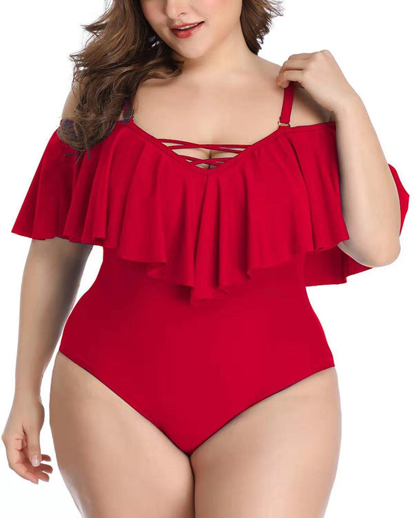 Ruffled plus size slimming bikini - Amazitshop
