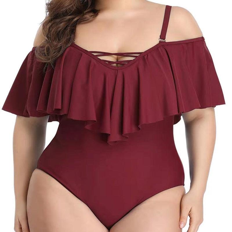 Ruffled plus size slimming bikini - Amazitshop