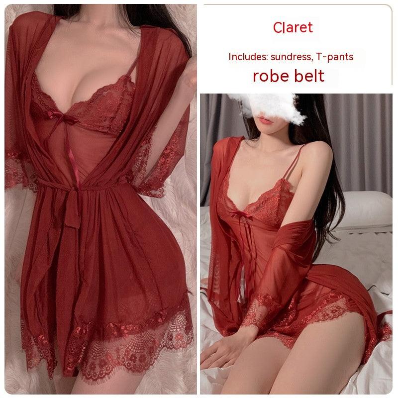 Ruoruo Sexy Lingerie Sexy Pure Color Mesh See - through Sling Women - Amazitshop