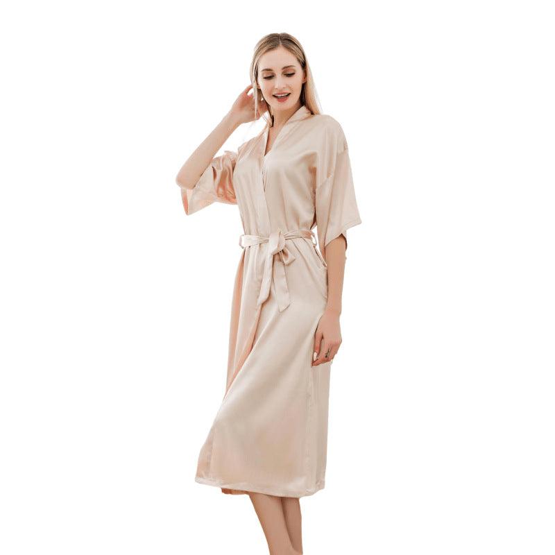 Satin Kimono Robes For Women Bride Long Robe Sleepwear - Amazitshop