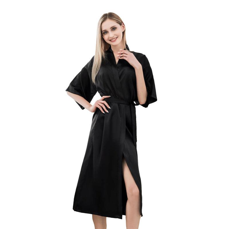 Satin Kimono Robes For Women Bride Long Robe Sleepwear - Amazitshop