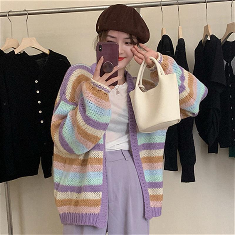 Sea Wool Knit Cardigan Long Loose And Idle - Amazitshop