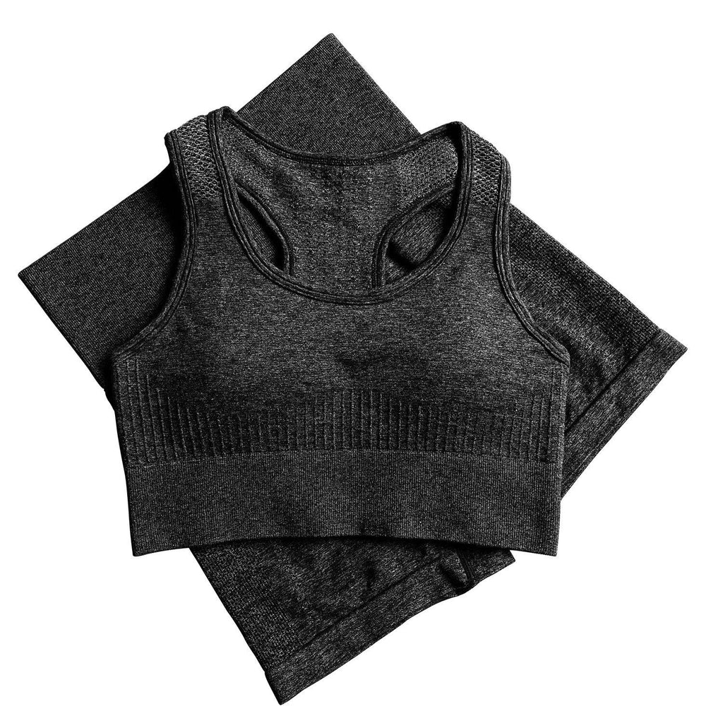 Seamless Women Activewear Sports Fitness Gym Yoga Bra Biker Shorts Sets 2 Piece Women Short Set - Amazitshop