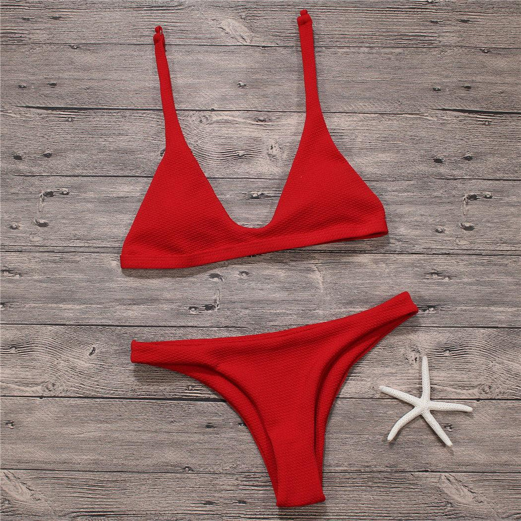 Sexy Bikinis Women Swimsuit Solid Bathing Swim Suit Bikini Set Swimwear Biquini Beachwear - Amazitshop